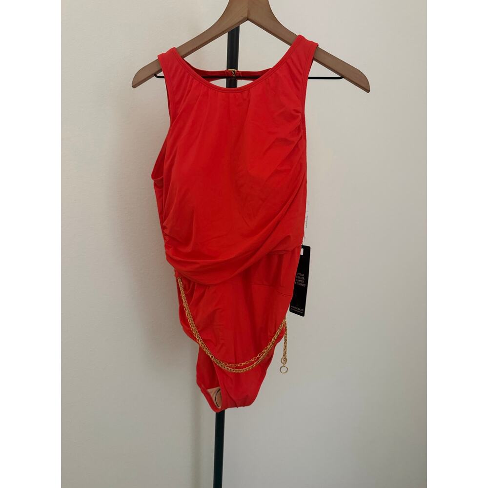 New Women's Hyperlink Annette One Piece Swimsuit Sz 14 persimmon red $182 - Picture 5 of 7